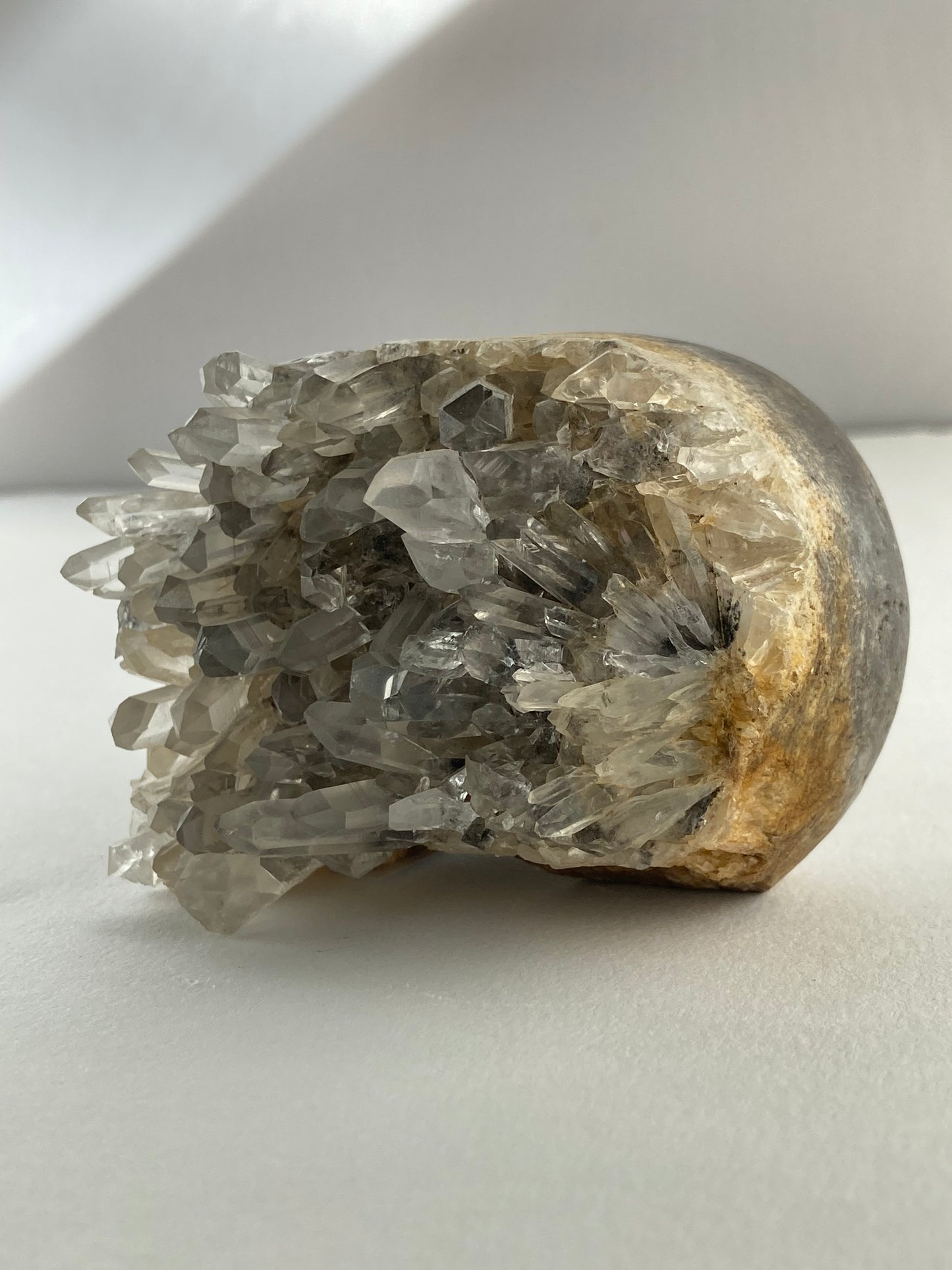 SPARROW quartz crystal skull, small 2-3 inches, unique home decor, office desk decor, gothic home accents, trendy gift for him or her, statement piece for desk or office, crystal decor