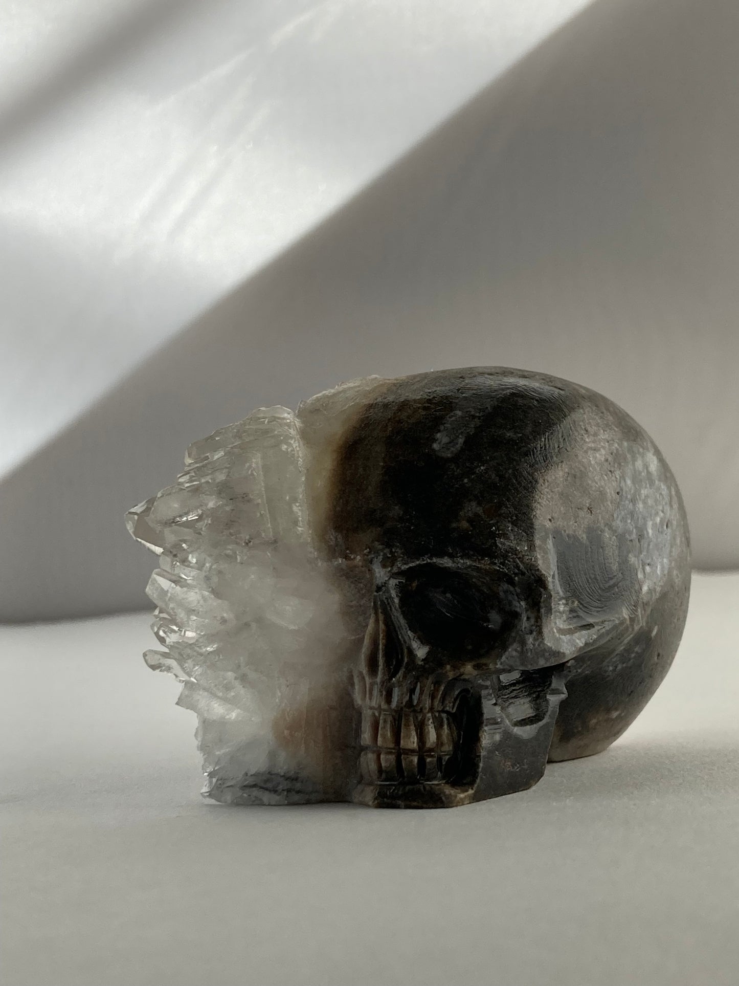SPARROW quartz crystal skull, small 2-3 inches, unique home decor, office desk decor, gothic home accents, trendy gift for him or her, statement piece for desk or office, crystal decor
