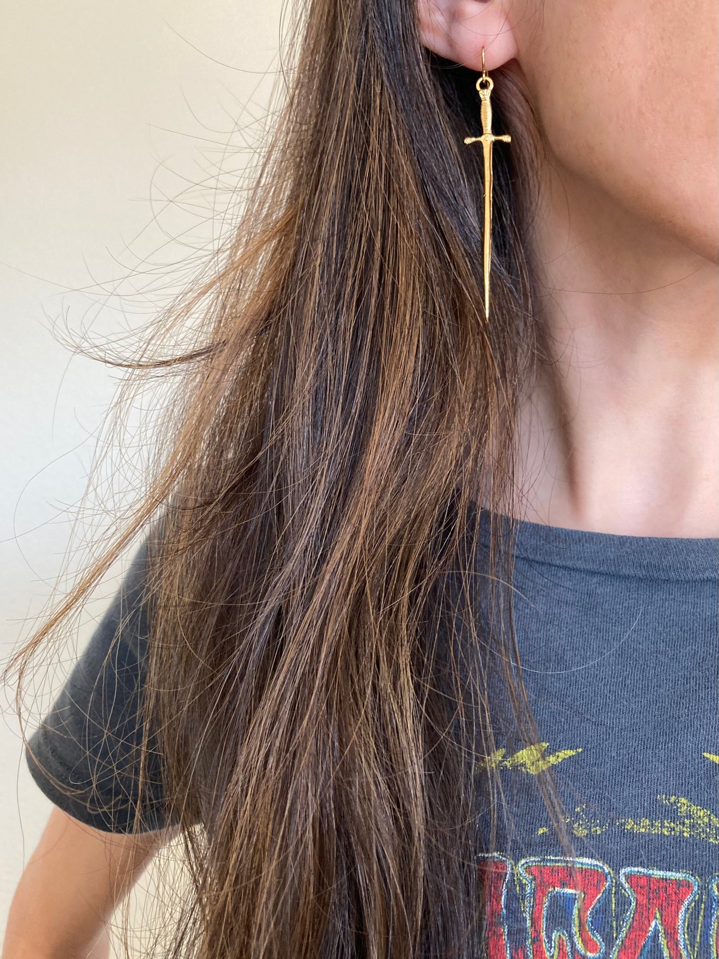 The Silvet Long Dagger Earrings - Gold