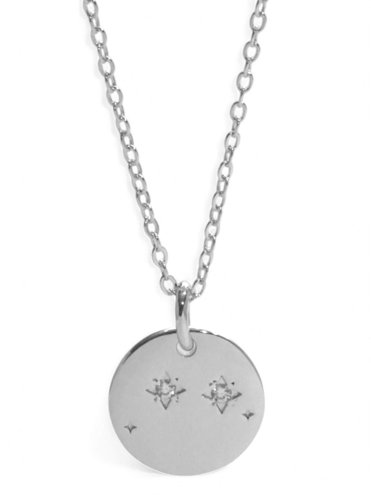 SPARROW unisex Aries constellation pendant necklace, CZ stones on coin medallion, zodiac jewelry, minimalist coin pendant, unique gift for men and women, personalized jewelry