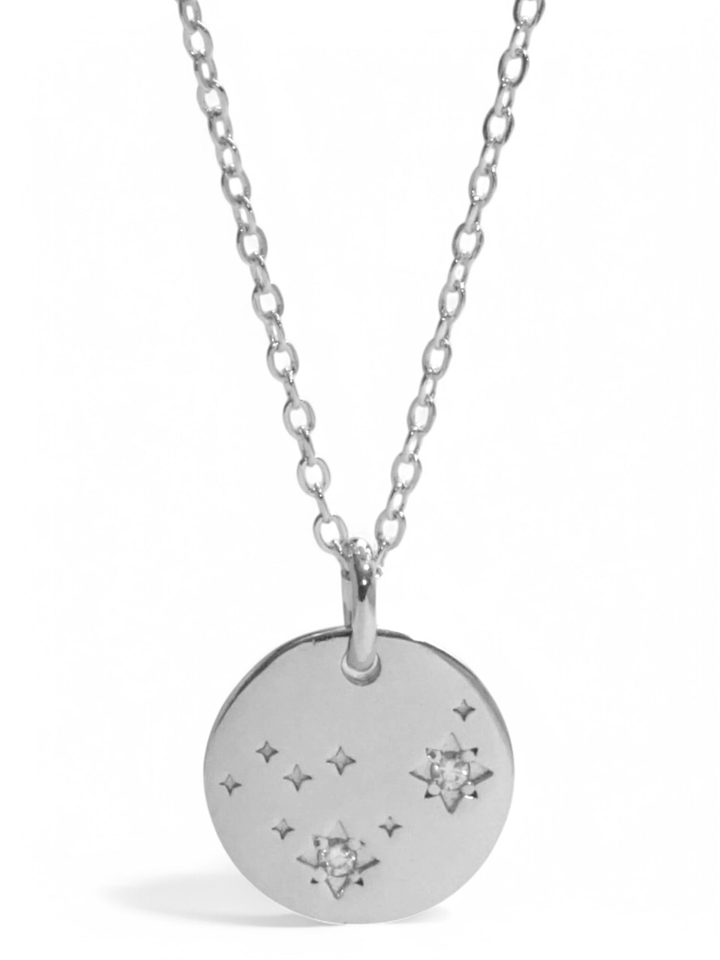 SPARROW unisex Capricorn constellation pendant necklace, CZ stones on coin medallion, zodiac jewelry, minimalist coin pendant, unique gift for men and women, personalized jewelry