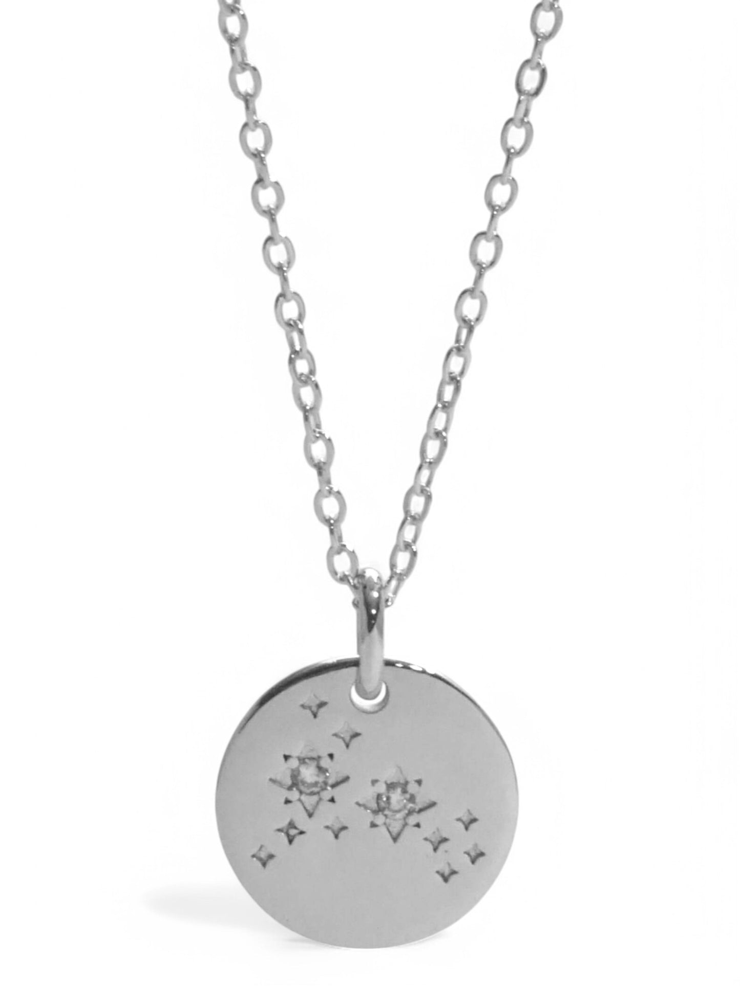 SPARROW unisex Pisces constellation pendant necklace, CZ stones on coin medallion, zodiac jewelry, minimalist coin pendant, unique gift for men and women, personalized jewelry