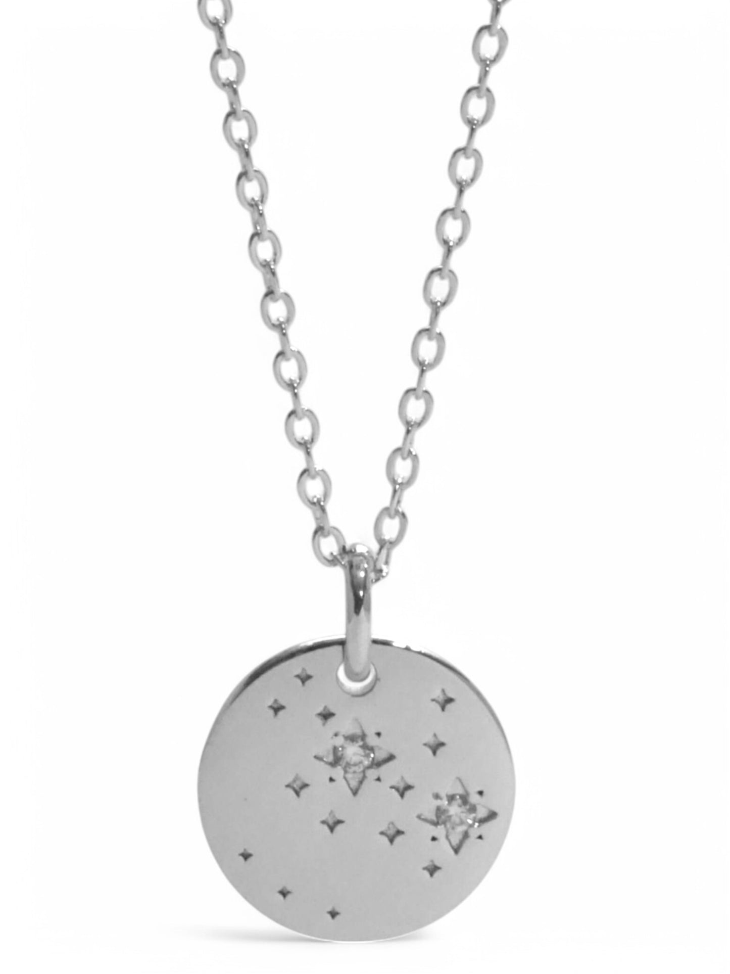 SPARROW unisex Sagittarius constellation pendant necklace, CZ stones on coin medallion, zodiac jewelry, minimalist coin pendant, unique gift for men and women, personalized jewelry
