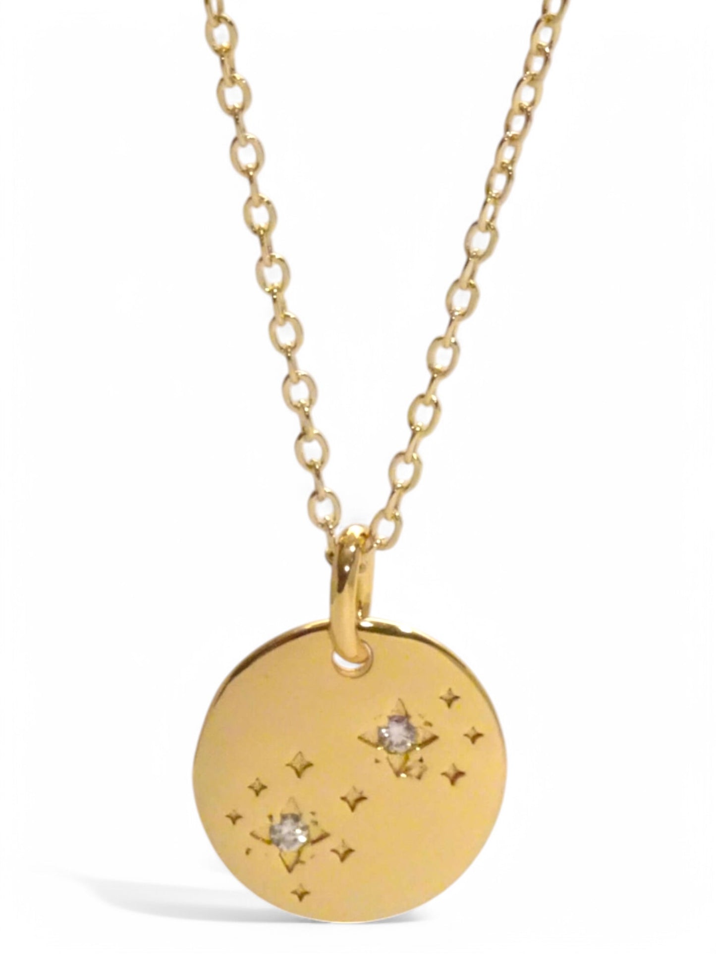 SPARROW unisex Scorpio constellation pendant necklace, CZ stones on coin medallion, zodiac jewelry, minimalist coin pendant, unique gift for men and women, personalized jewelry