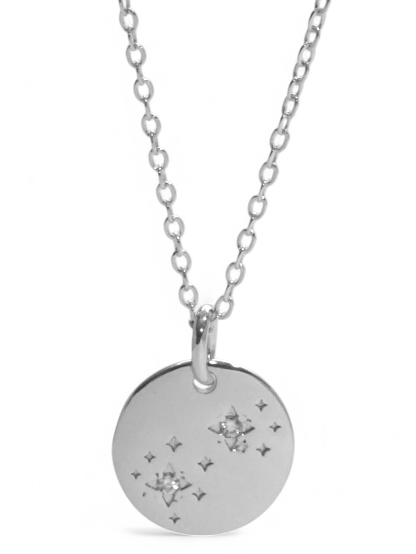 SPARROW unisex Scorpio constellation pendant necklace, CZ stones on coin medallion, zodiac jewelry, minimalist coin pendant, unique gift for men and women, personalized jewelry