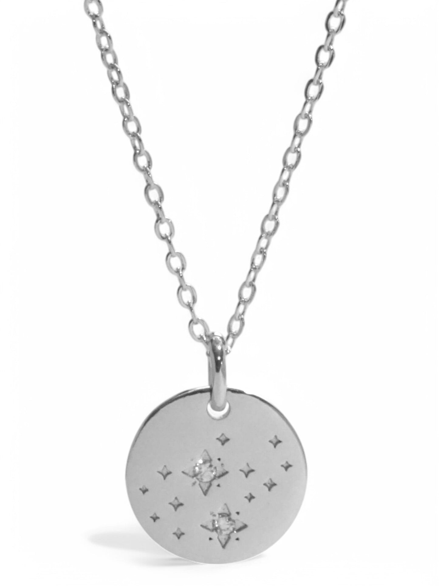 SPARROW unisex Virgo constellation pendant necklace, CZ stones on coin medallion, zodiac jewelry, minimalist coin pendant, unique gift for men and women, personalized jewelry