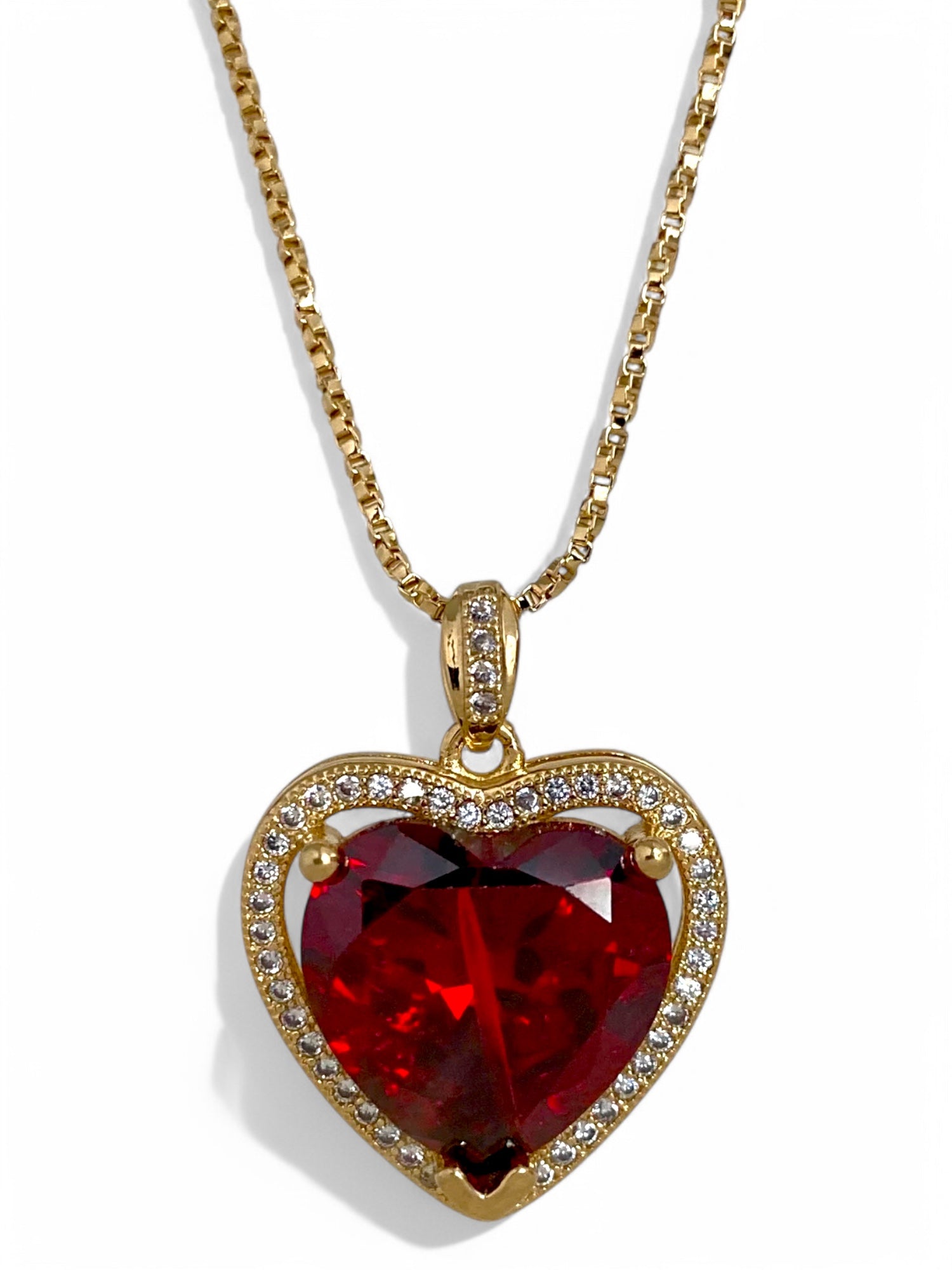 Ruby necklace, gold heart necklace, heart pendant necklace, romantic necklace, gift for her, anniversary gift, valentines day gift, love necklace, red heart necklace, girlfriend gift, special occasion necklace Vanessa Mooney Ruby Heart Necklace