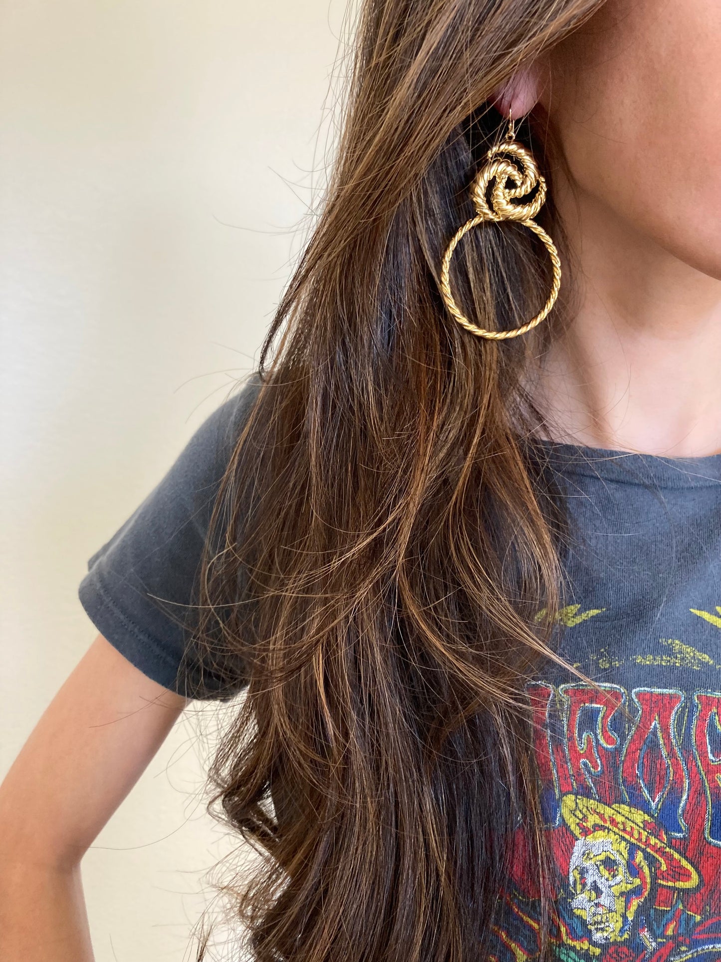 Gold dangle hoop earrings, oversized chunky drop hoops, boho festival jewelry for women, Coachella accessories, summer festival fashion, vintage-inspired boho hoops, statement jewelry for festivals, gift ideas for her
