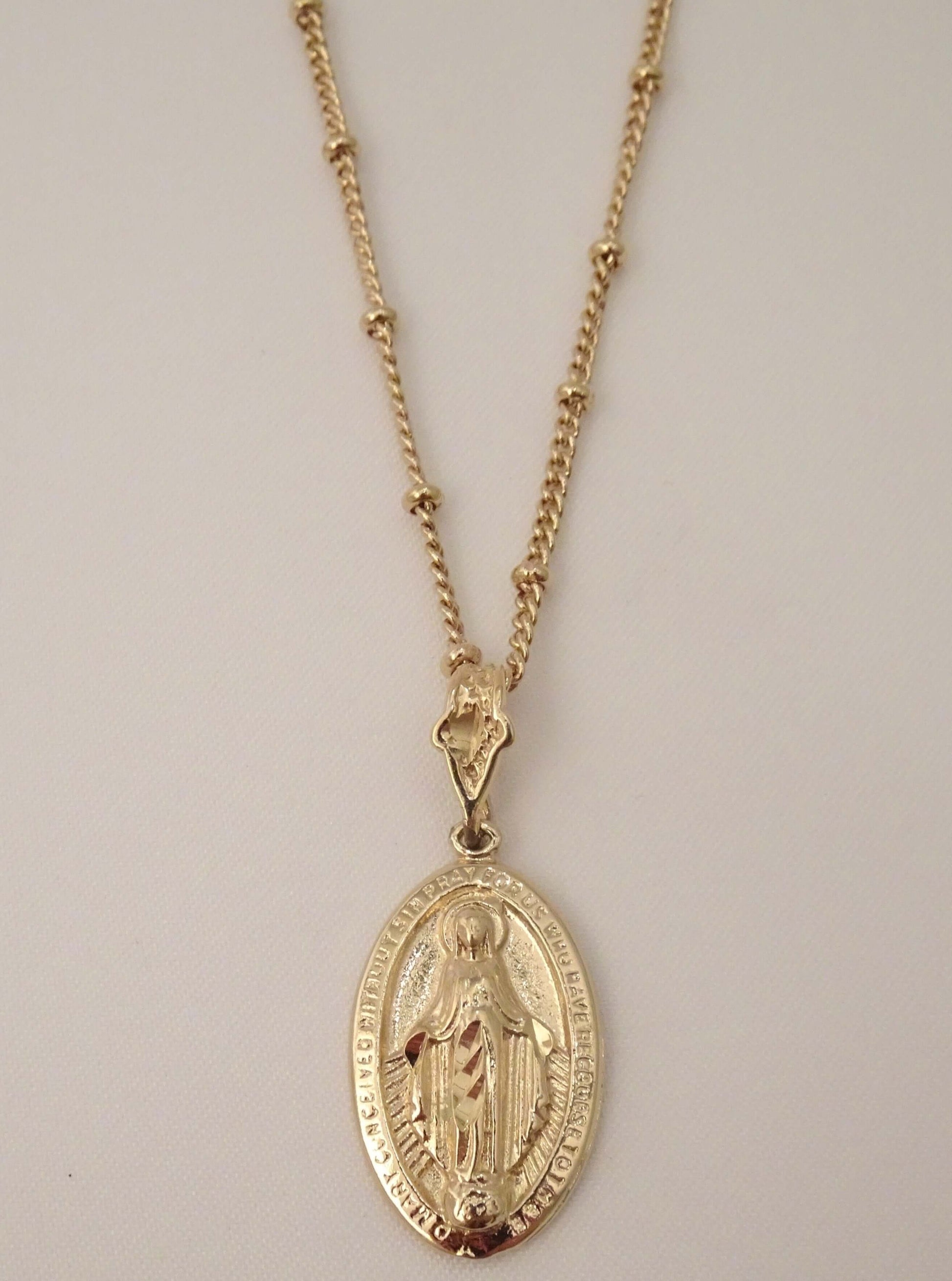 SPARROW unisex Virgin Mary pendant necklace, gold or silver Catholic medal, religious jewelry for men and women, faith-inspired fashion, spiritual protection, Christian gift