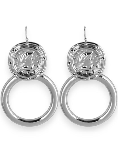 Vanes­sa Mooney The Gi­an­ni Ear­ringsSPARROW coin earrings, vintage-inspired medallion earrings with dangling loop, timeless fashion jewelry for women, unique statement earrings, retro jewelry gift for her