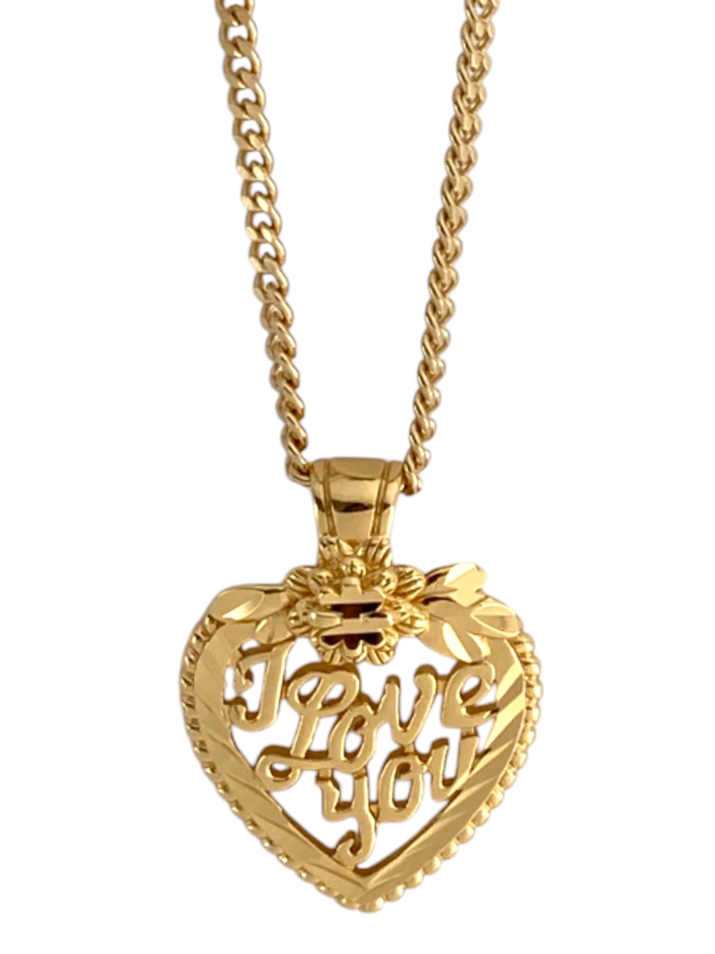 SPARROW dainty heart necklace with "I Love You" engraving, romantic jewelry gift for her, gold love necklace, anniversary, birthday, Valentine's Day gift, unique jewelry