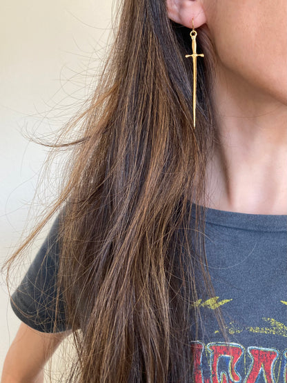 The Silvet Long Dagger Earrings - Gold