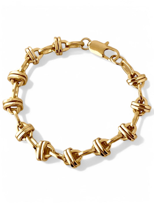 SPARROW 24K gold-plated bracelet, large cable links with interlocking design, mid-sized unisex bracelet, perfect for stacking and layering, edgy alternative fashion jewelry for men and women