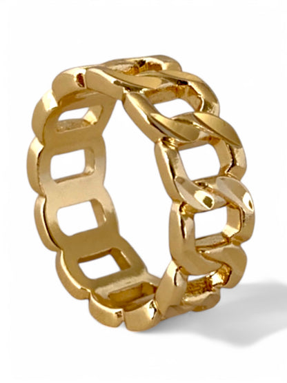 SPARROW unisex chain link ring, bold statement jewelry, trendy fashion ring, minimalist design, stackable ring for men and women, Vanessa Mooney The Chain Link Ring, Child of Wild Jada Link Ring