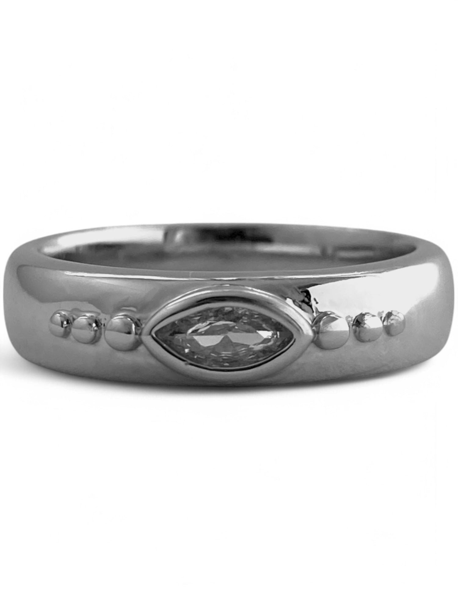 SPARROW Jersey ring with evil eye CZ stone in the center, unisex stackable layering ring for everyday wear, Trendy minimalist jewelry, statement fashion ring, perfect gift for him & her, Child of Wild The Jersey Ring