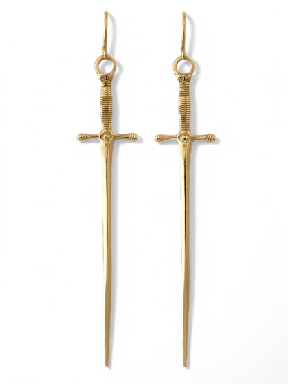 dagger earrings, sword earrings, Vanessa mooney Amparo, Vanessa mooney sword earrings, dangle cross earrings for mens, Amparo earrings, grunge earrings, Kinsley dagger earrings Vanessa mooney, Alexandra hoop earrings Vanessa mooney, Amparo rosary earrings