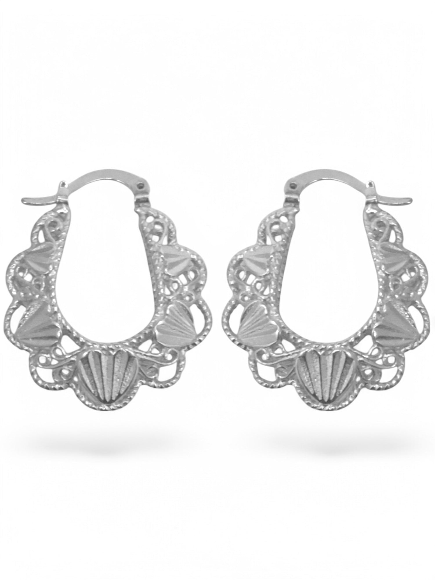 SPARROW basket style hoop earrings with filigree and heart detail, trendy gold jewelry for women, perfect gift for her birthday, Valentine's Day, fashion accessories for her