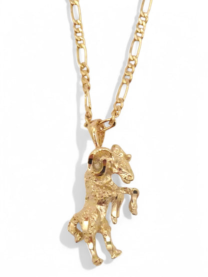 SPARROW unisex Aries zodiac charm pendant necklace, small astrology charm for men and women, minimalist zodiac jewelry, trendy Aries jewelry gift, gold and silver astrology necklace
