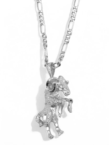 SPARROW unisex Aries zodiac charm pendant necklace, small astrology charm for men and women, minimalist zodiac jewelry, trendy Aries jewelry gift, gold and silver astrology necklace