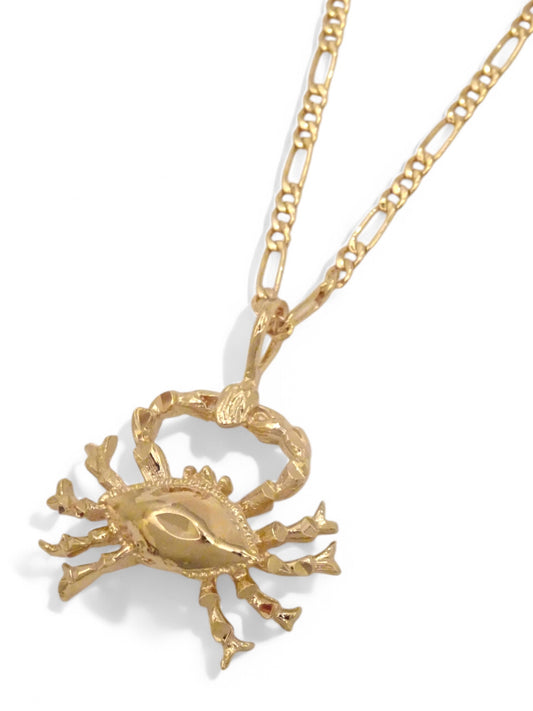 SPARROW unisex Cancer zodiac charm pendant necklace, small astrology charm for men and women, minimalist zodiac jewelry, trendy Cancer jewelry gift, gold and silver astrology necklace