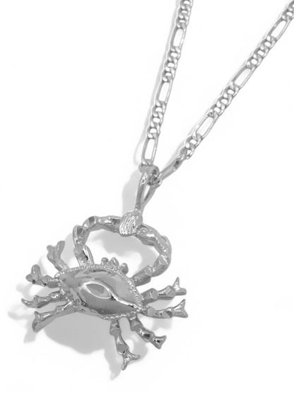 SPARROW unisex Cancer zodiac charm pendant necklace, small astrology charm for men and women, minimalist zodiac jewelry, trendy Cancer jewelry gift, gold and silver astrology necklace