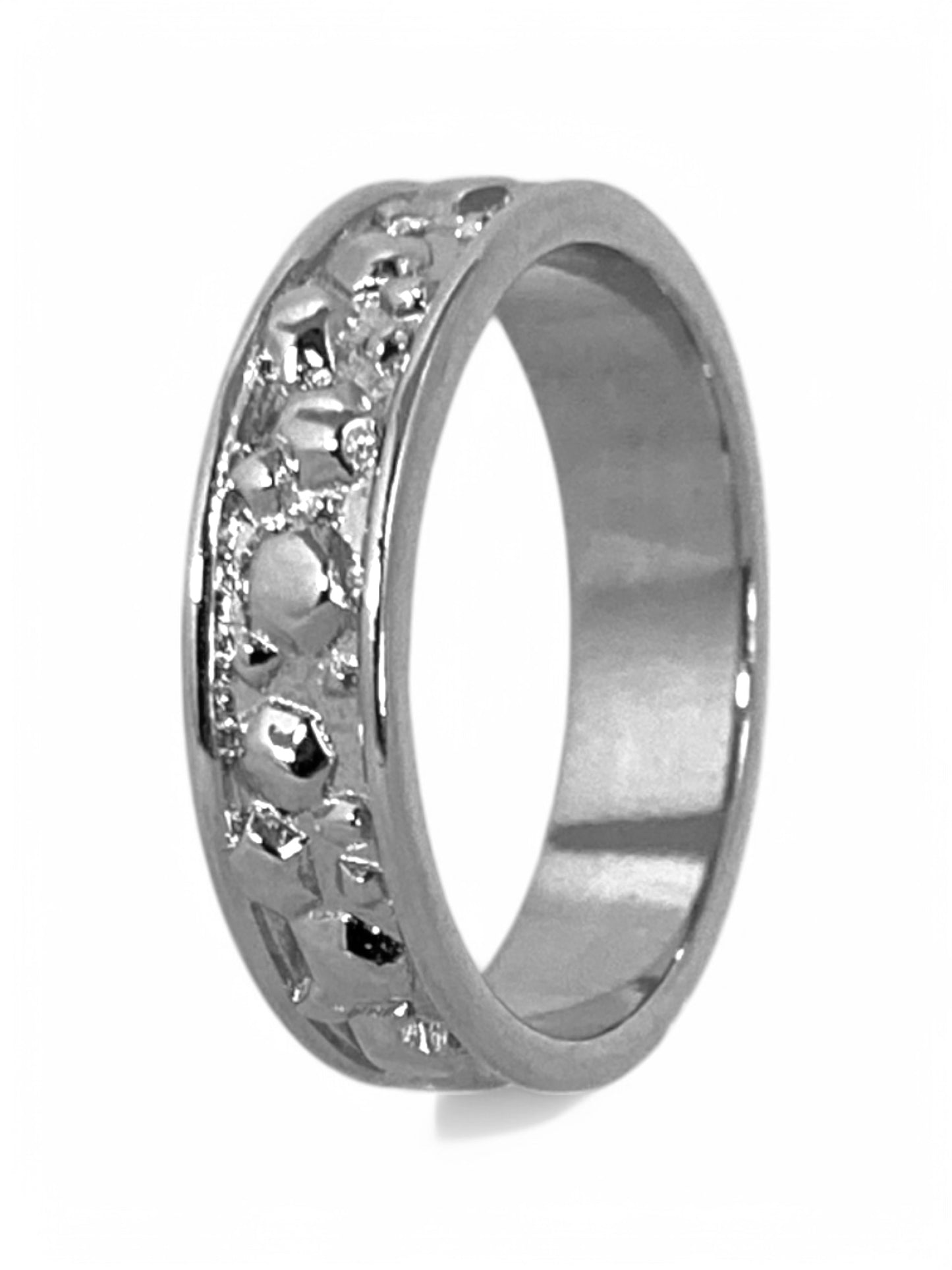 SPARROW nugget ring for women, bold stacking band, trendy layering ring, vintage-inspired textured ring, statement fashion jewelry, gold & silver options