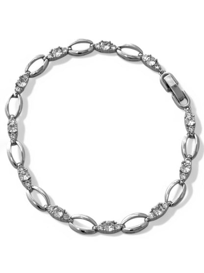 SPARROW basic tennis bracelet with CZ stones and link design, timeless fashion jewelry for women, elegant stacking bracelet