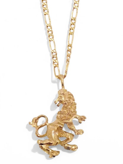 SPARROW unisex Leo zodiac charm pendant necklace, small astrology charm for men and women, minimalist zodiac jewelry, trendy Leo jewelry gift, gold and silver astrology necklace