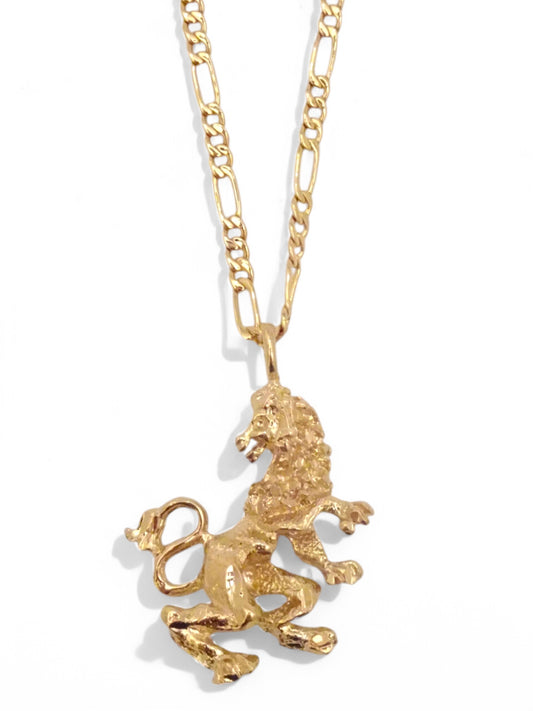 SPARROW unisex Leo zodiac charm pendant necklace, small astrology charm for men and women, minimalist zodiac jewelry, trendy Leo jewelry gift, gold and silver astrology necklace