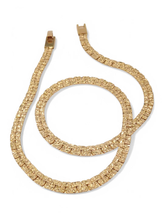 SPARROW flat gold nugget chain necklace, unisex fashion jewelry, men's minimalist statement necklace, trendy gold chain for men, men's jewelry accessory, Angelo Deco Necklace Child of wild nugget chain