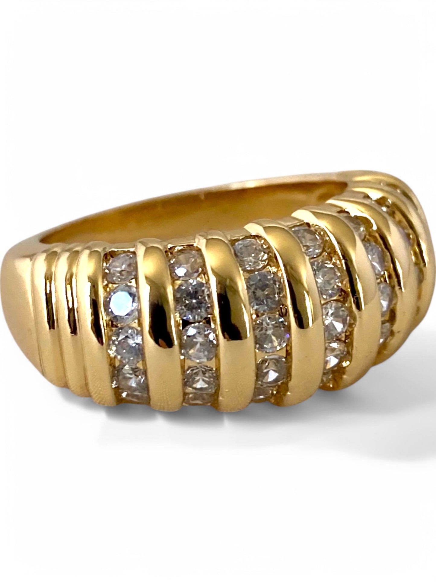 SPARROW Parker crystal dome ring, CZ stones, unisex fashion jewelry, bold statement ring, luxury crystal ring, trendy unisex jewelry, statement accessory for men & women, Child of Wild The Parker Crystal Ring