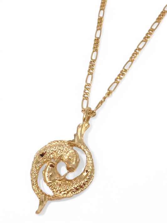 SPARROW unisex Pisces zodiac charm pendant necklace, small astrology charm for men and women, minimalist Pisces jewelry, trendy zodiac necklace gift, gold and silver astrology jewelry