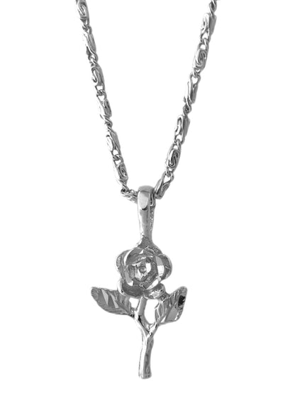 SPARROW rose charm pendant necklace, dainty and feminine, gold or silver rose pendant, romantic jewelry, gift for her, fashion accessory for women, trendy pendant necklace, delicate rose charm