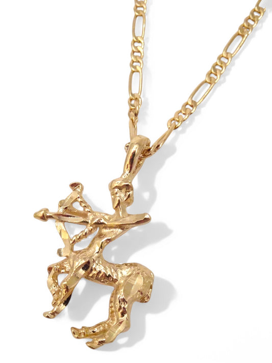SPARROW unisex Sagittarius zodiac charm pendant necklace, small astrology charm for men and women, minimalist Sagittarius jewelry, trendy zodiac necklace gift, gold and silver astrology jewelry