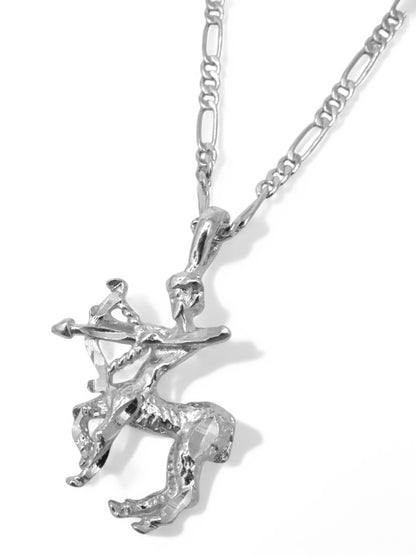 SPARROW unisex Sagittarius zodiac charm pendant necklace, small astrology charm for men and women, minimalist Sagittarius jewelry, trendy zodiac necklace gift, gold and silver astrology jewelry