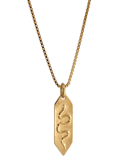 SPARROW unisex minimalist snake pendant necklace, small snake charm necklace, unisex fashion jewelry, trendy snake necklace, subtle snake pendant, gold or silver necklace