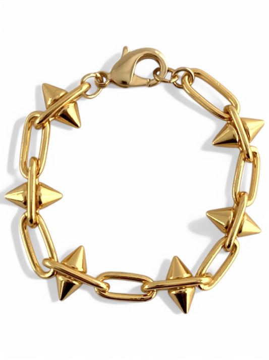 SPARROW chunky chain link bracelet with spikes, gothic punk jewelry, edgy unisex alternative fashion, bold statement bracelet for men and women, men’s jewelry gifts, gold bracelet for men, men’s fashion jewelry