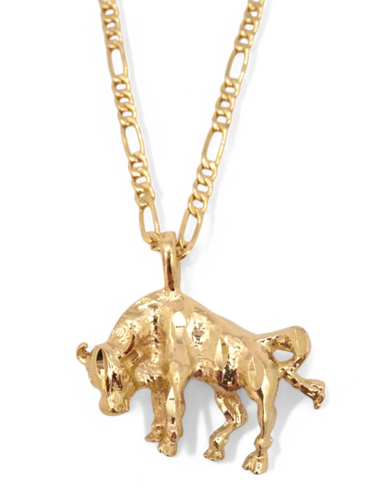 SPARROW unisex Taurus zodiac charm pendant necklace, small astrology charm for men and women, minimalist Taurus jewelry, trendy zodiac necklace gift, gold and silver astrology jewelry