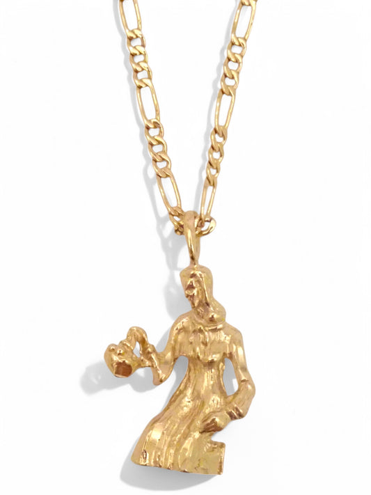 SPARROW unisex Virgo zodiac charm pendant necklace, small astrology charm for men and women, minimalist Virgo jewelry, trendy zodiac necklace gift, gold and silver astrology jewelry