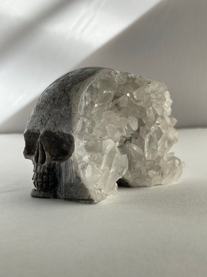 SPARROW quartz crystal skull decor mystical carved figurine gothic home accents witchy altar display spiritual crystal skull decoration unique quartz home decor ideas gift for men boyfriend gothic bedroom decoration