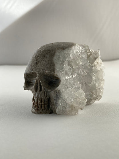 SPARROW quartz crystal skull decor mystical carved figurine gothic home accents witchy altar display spiritual crystal skull decoration unique quartz home decor ideas gift for men boyfriend gothic bedroom decoration