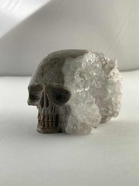 SPARROW quartz crystal skull decor mystical carved figurine gothic home accents witchy altar display spiritual crystal skull decoration unique quartz home decor ideas gift for men boyfriend gothic bedroom decoration