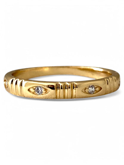 Evil eye ring, stackable ring, layered ring, unisex ring, gold ring, pinky ring, statement ring, stacking bands, cubic zirconia ring, boho jewelry, festival jewelry, gothic jewelry, punk jewelry, alternative jewelry, bohemian ring, fashion ring