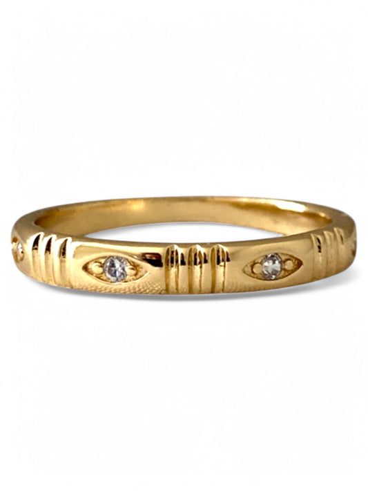Evil eye ring, stackable ring, layered ring, unisex ring, gold ring, pinky ring, statement ring, stacking bands, cubic zirconia ring, boho jewelry, festival jewelry, gothic jewelry, punk jewelry, alternative jewelry, bohemian ring, fashion ring