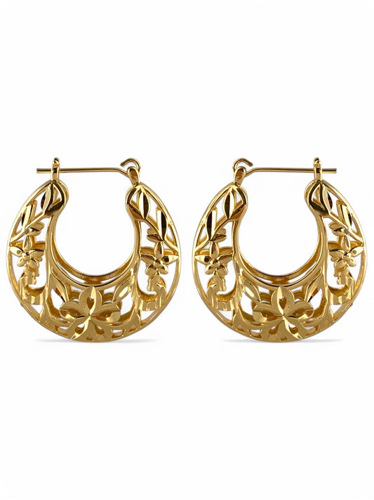 SPARROW floral basket hoop earrings, vintage-inspired statement hoops, bold fashion jewelry, trendy hoop earrings for women Vanessa Mooney Violet Hoop Earrings Child of Wild Spanish Fly Earrings