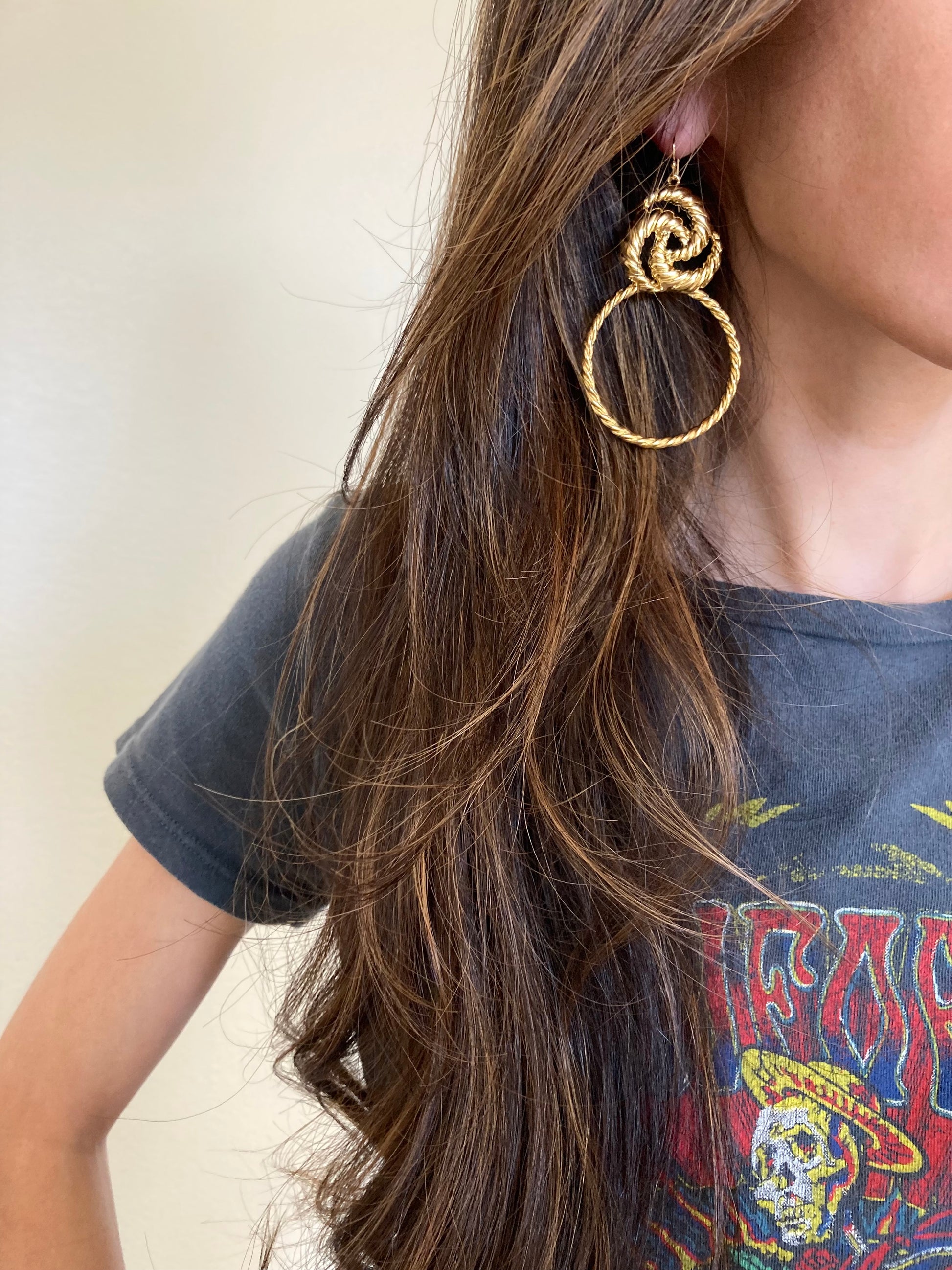 Gold dangle hoop earrings, oversized chunky drop hoops, boho festival jewelry for women, Coachella accessories, summer festival fashion, vintage-inspired boho hoops, statement jewelry for festivals, gift ideas for her