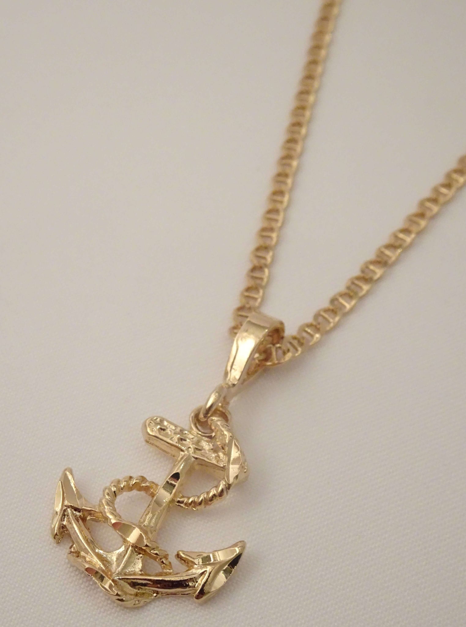 White Gold Anchor Pendant - Athena Jewelry