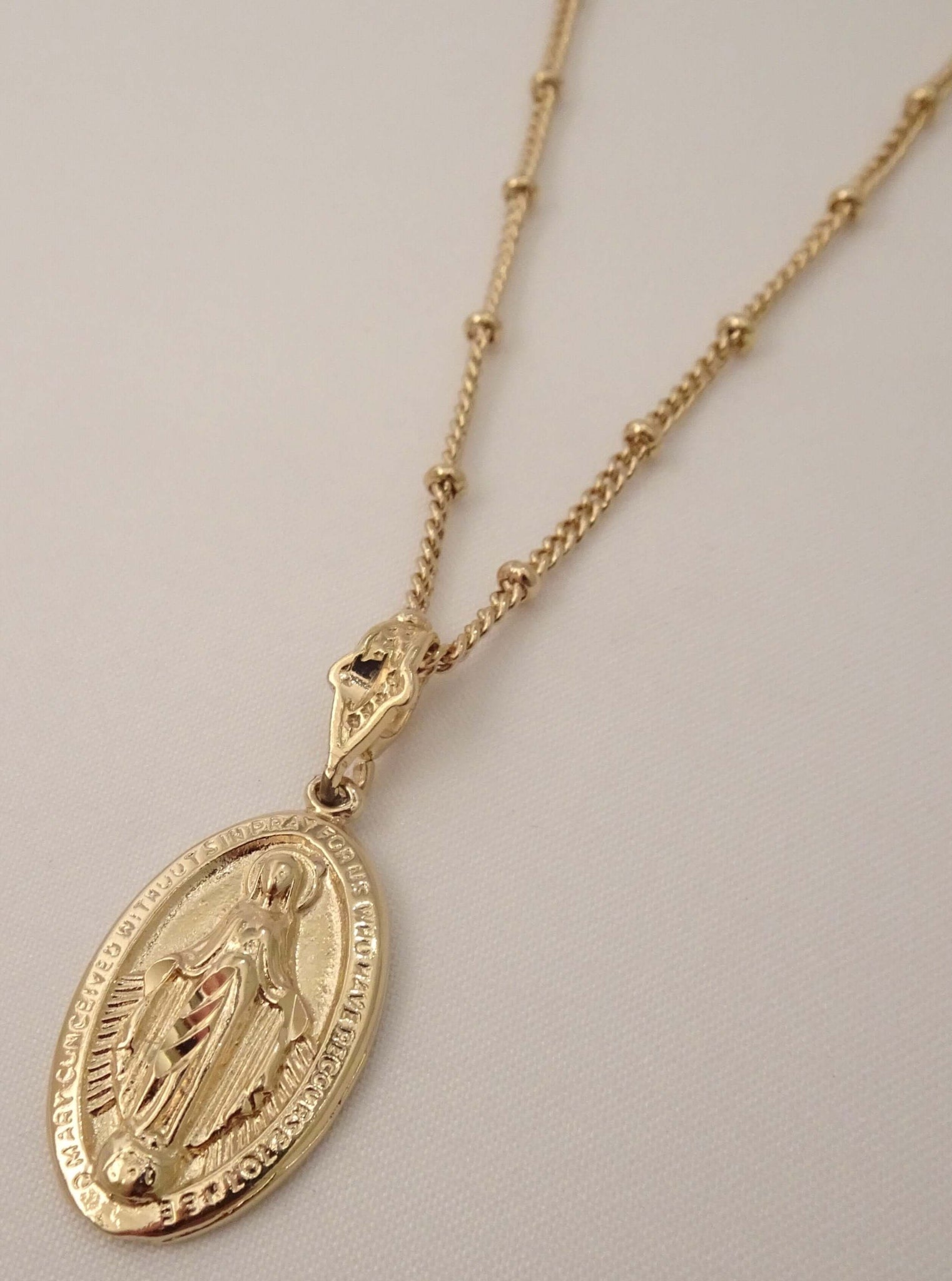 Real 925 Sterling Silver & 14k Gold - Virgin Mary Necklace Iced Baguette  Pendant