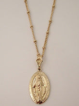 Load image into Gallery viewer, gold virgin Mary pendant necklace, Virgin Mary Necklace, Gold Virgin Mary Necklace, Virgin Mary Pendant, saint necklaces, virgin Mary gold pendant, mother Mary necklace, blessed mother necklace, Mary necklace gold, mary jewellery, lady gold
