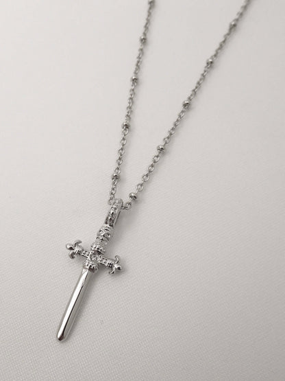 SPARROW small dagger pendant necklace, unisex men's and women's fashion jewelry, edgy minimalist necklace, punk alternative style, men's jewelry, men's necklaces, gold jewelry, trendy jewelry, statement jewelry, rebellious accessory